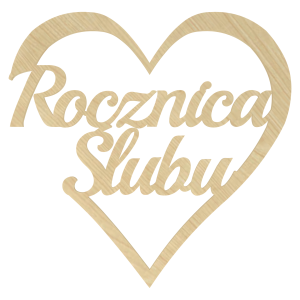 KLON NAPIS SERCE ROCZNICA ŚLUBU DEKORACJA OZDOBA PREZENT WESELE PAMIĄTKA 7,2X7 CM
