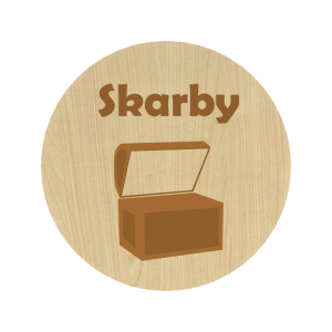KLON PLAKIETKI TABLICZKI NA SZUFLADY ORGANIZERY POJEMNIKI DZIECI SKARBY 8CM