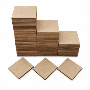 Kwadraty drewniane do ozdabiania 100 SZTUK 5x5cm SUROWY HDF