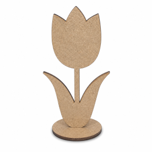 Tulipan na podstawce kwiat 12cm drewniany surowy HDF do ozdabiania