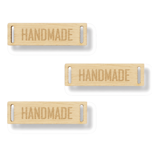 Drewniana metka wszywka naszywka etykieta guzik HANDMADE KLON HDF 3szt
