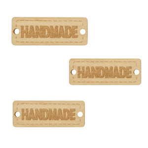 Drewniana metka wszywka naszywka etykieta guzik HANDMADE HDF KLON 3szt