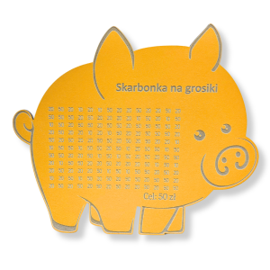 Świnka skarbonka na GROSIKI cel 50 zł POMARAŃCZOWA