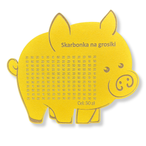 Świnka skarbonka na GROSIKI cel 50 zł ŻÓŁTA