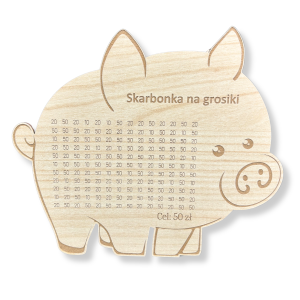 Świnka skarbonka na GROSIKI cel 50 zł KLON