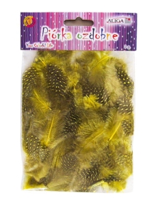 Piórka ozdobne dekoracyjne nakrapiane żółte