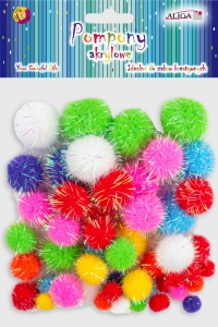 Pompony metalizowane mix kolorów i rozmiarów