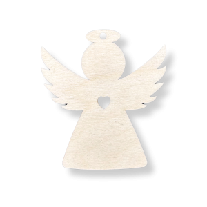 Drewniana zawieszka anioł aniołek z aureolką 10cm serduszko na choinkę deko decoupage ze sklejki