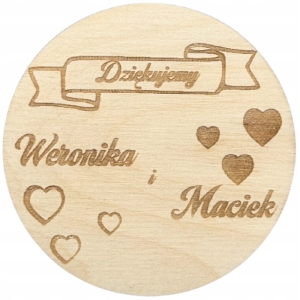 Podziękowanie MAGNES dla gości ślub wesele Personalizowane