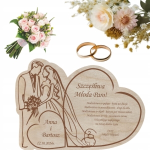Statuetka Para Młoda Serce z życzeniami prezent na ślub wesele Twój Grawer Pamiątka  Ślubu