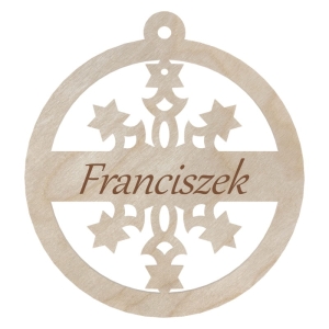 Zawieszka na choinkę bombka Z IMIENIEM śnieżynka GRAWER
