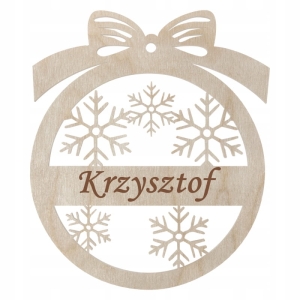 Zawieszka na choinkę bombka z imieniem śnieżynki śnieg GRAWER