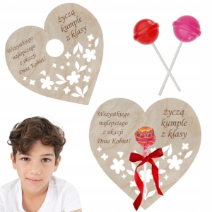 Serce ażurowe z miejscem na lizaka prezen Dzień Kobiet Dziewczynki TWÓJ NAPIS