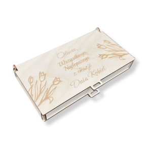 Pudełko TULIPANY na Dzień Kobiet na czekoladę prezent PERSONALIZOWANE Twój grawe