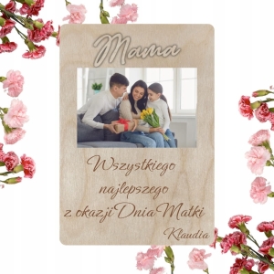 Ramka kartka grawerowana na Dzień Mamy z napisem 3D