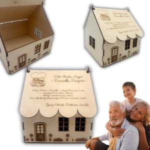 PREZENT DOMEK DLA BABCI DZIADKA NA SŁODYCZE SŁODKOŚCI UPOMINEK NA DROBIAZGI