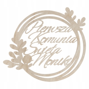 OBRĘCZ PIERWSZA KOMUNIA GAŁĄZKI 30 CM DOWOLNY NAPIS IMIĘ PERSONALIZOWANE