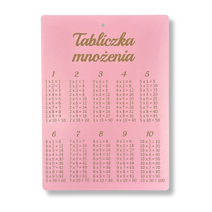 Różowa tabliczka mnożenia A4 do zawieszenia zawieszka do nauki