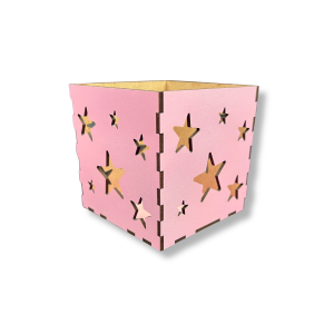 Lampion drewniany  różowy latarenka ozdoba świecznik 11cm