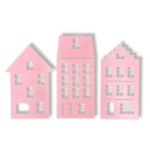 Domki rożówe domek domki ścienne płaskie dekor ozdoba