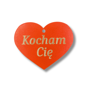 Drewniana CZERWONA zawieszka serduszko SERCE grawer KOCHAM CIĘ